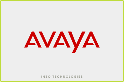 Avaya logo centered on a light gray background, with “Inzo Technologies