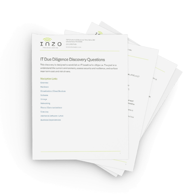 Mockup depicting Inzo Technologies' IT Due Diligence Questionnaire