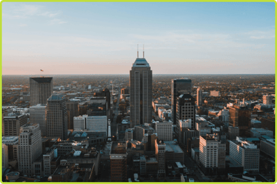 Aerial shot of downtown Indianapolis, Indiana